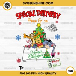 Special Delivery Pooh & Co Christmas PNG Sublimation Designs