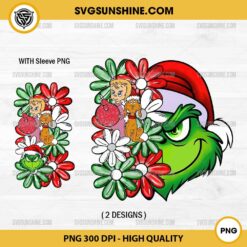 Grinch Floral And Friends PNG, Christmas Grinch With Sleeve PNG