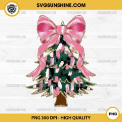 Colorful Coquette Glitter Christmas Tree PNG