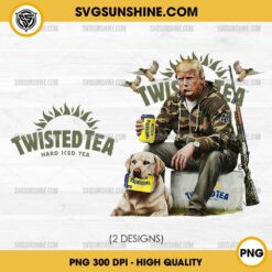 Hunting Camo Trump Twisted Tea PNG, Hunting Trump With Dog Duck Waterfowl PNG