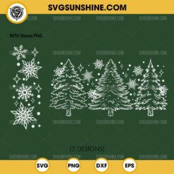 Snow Trees With Sleeves SVG PNG, Merry Christmas Tree Snow SVG PNG File