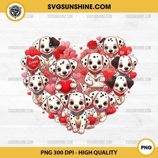 101 Dalmatian Heart Valentine PNG, Dalmatian Valentine PNG