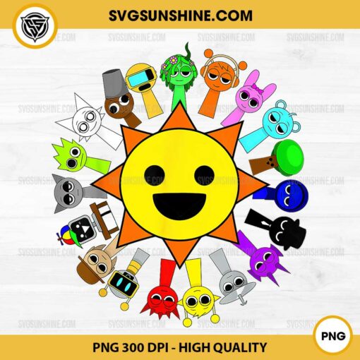 All Sprunki Toys Around Mr Sun PNG, Incredibox Sprunki PNG