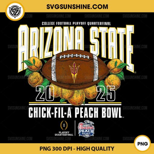 Arizona State Sun Devils Peach Bowl CFP 2024-25 PNG, Arizona State Sun Devils 2025 PNG File