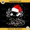 Axolotl Santa Hat Christmas PNG, Axolotl Christmas Lights PNG