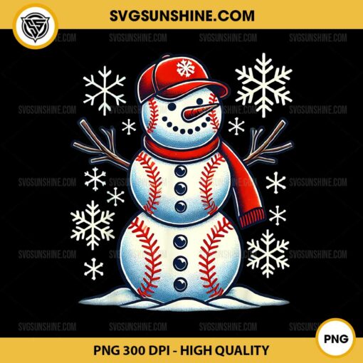 Baseball Snowman PNG, Baseball Christmas PNG File