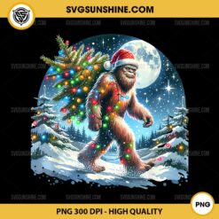 Bigfoot Christmas PNG, Sasquatch Christmas PNG, Bigfoot Christmas Tree Lights PNG, Santa Bigfoot PNG