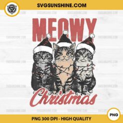 Cats Meowy Christmas PNG, Vintage Christmas Cats PNG File