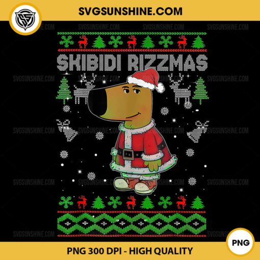 Chill Guy Skibidi Rizzmas Christmas PNG, Santa Chill Guy Ugly Christmas Sweater PNG