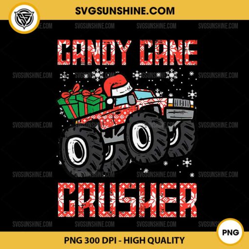 Christmas Candy Cane Crusher PNG, Monster Truck Christmas PNG