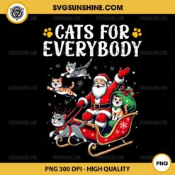 Christmas Cats For Everybody PNG, Christmas Cat Santa Claus PNG File