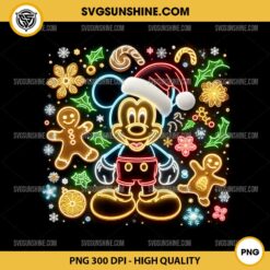 Christmas Mickey Mouse Neon PNG File