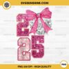 Disco Ball Pink Coquette Bow Happy New Year 2025 PNG, Sequin Glitter Happy New Year 2025 PNG