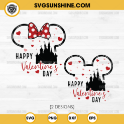 Disney Happy Valentine's Day SVG, Mickey Minnie Mouse Magic Castle Valentine SVG