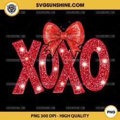 Glitter Red XOXO PNG, XOXO Hugs and Kisses PNG, XOXO Valentine PNG