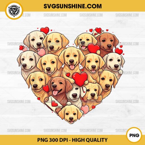 Golden Labrador Retriever Heart Valentine PNG, Valentine's Day Labrador Retriever PNG