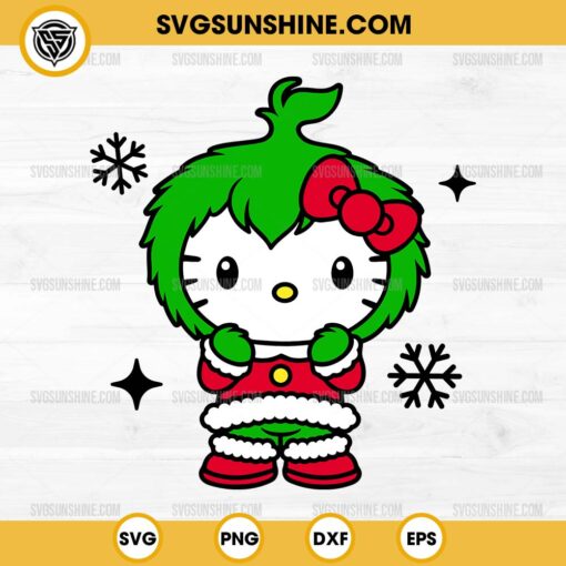 Grinch Hello Kitty SVG, Hello Kitty Christmas SVG File