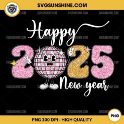 Happy 2025 New Year Disco Ball PNG, 2025 Happy New Year PNG