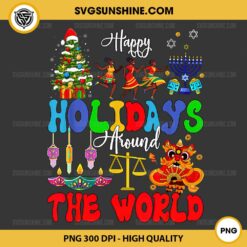 Happy Holidays Around The World PNG, Christmas Hanukkah Kwanzaa Diwali PNG