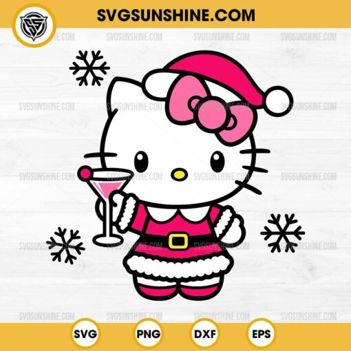 Hello Kitty Cocktail Christmas SVG, Santa Hello Kitty Christmas SVG