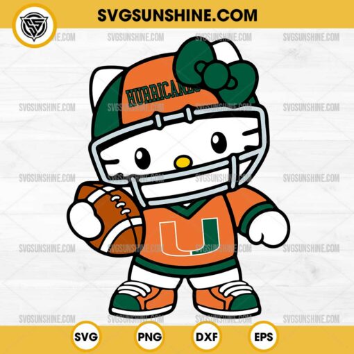 Hello Kitty Miami Hurricanes football SVG PNG File