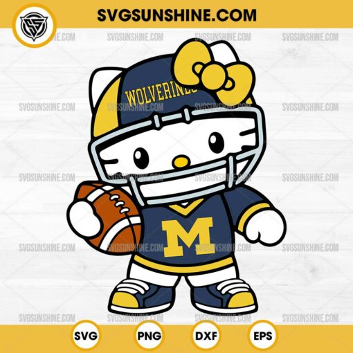 Hello Kitty Michigan Wolverines football SVG PNG File