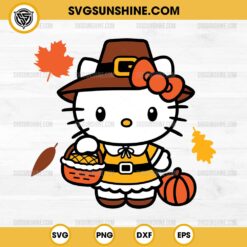 Hello Kitty Pumpkin Thanksgiving SVG, Hello Kitty Fall Leaves SVG