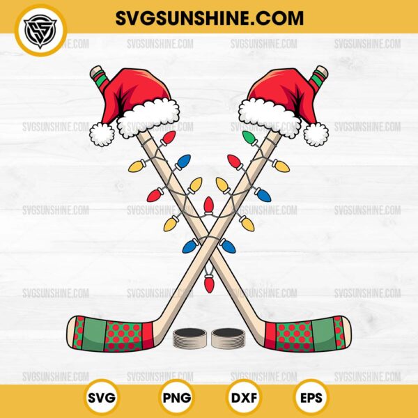 Hockey Santa Hat Christmas SVG, Christmas Hockey SVG