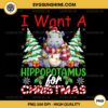 I Want A Hippopotamus For Christmas PNG, Hippo Christmas Tree Lights PNG