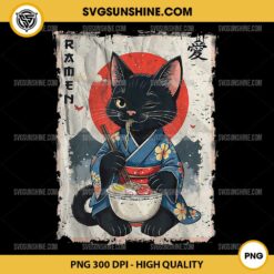 Japanese Funny Cat Ramen PNG, Black Cat Anime PNG