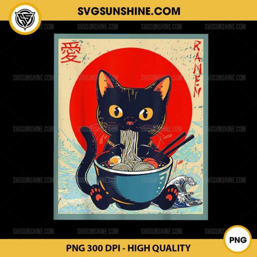 Kawaii Anime Cat Ramen PNG, Black Cat Ramen Noodle PNG