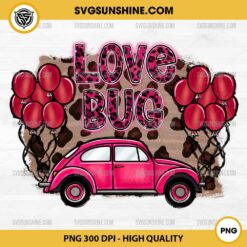 Leopard Pink Love Bug Balloons PNG, Happy Valentine Day PNG