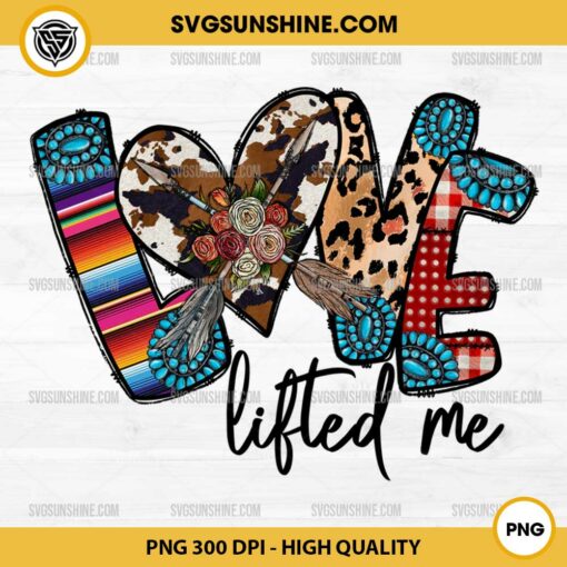 Love Lifted Me PNG, Cowhide Hearts PNG, Gemstone Leopard Love Valentine PNG