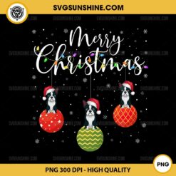 Merry Christmas Dog PNG, Santa Hat Boston Terrier Christmas PNG