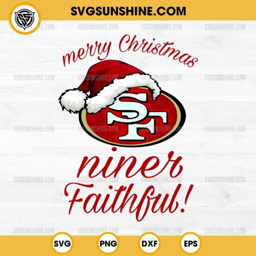 Merry Christmas SF Niner Faithful SVG, San Francisco 49ers Football Christmas SVG