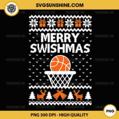 Merry Swishmas PNG, Basketball Ugly Christmas Sweater PNG