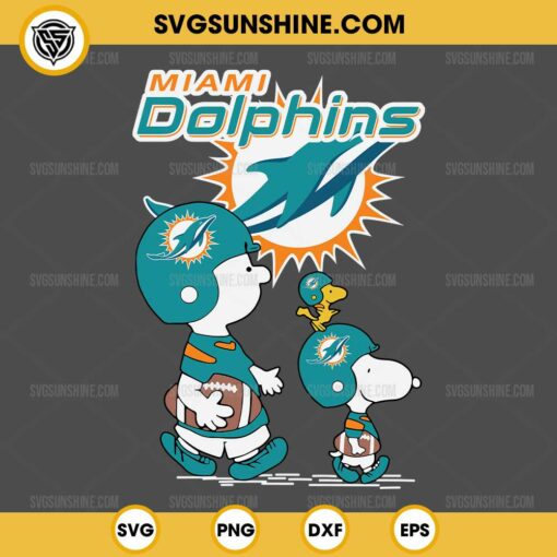 Charlie Brown Snoopy Miami Dolphins NFL SVG