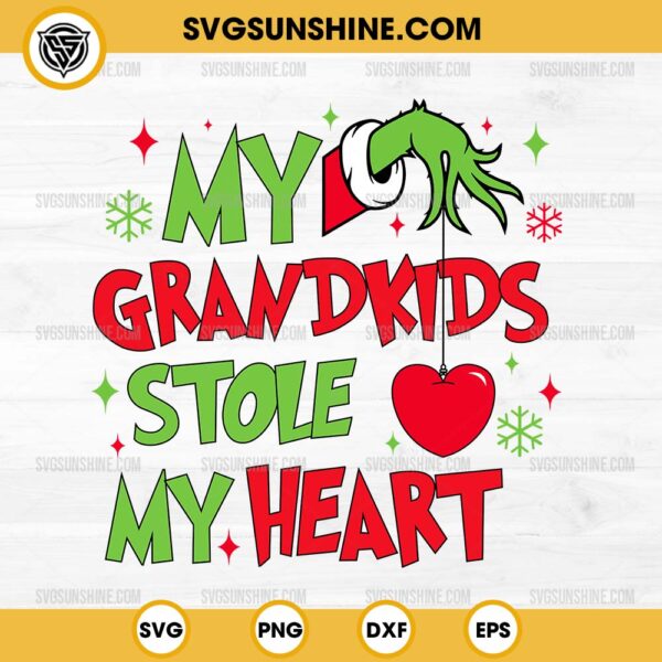 My Grandkids Stole My Heart Grinch SVG, Grandma Christmas SVG