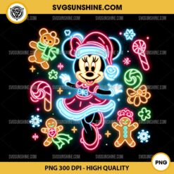 Neon Christmas Minnie Mouse PNG File