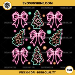 Neon Coquette Bow Christmas Tree Cake PNG, Neon Coquette Christmas PNG