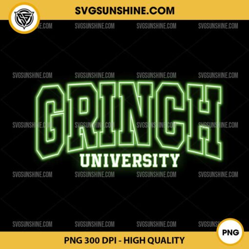 Neon Grinch University PNG File