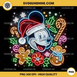 Neon Mickey Christmas PNG, Christmas Mickey Mouse Neon PNG File