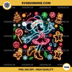 Neon Minnie Christmas PNG, Christmas Minnie Mouse Neon PNG File