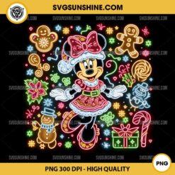 Neon Minnie Mouse Christmas PNG File