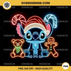 Neon Stitch Christmas PNG, Christmas Stitch Neon PNG File