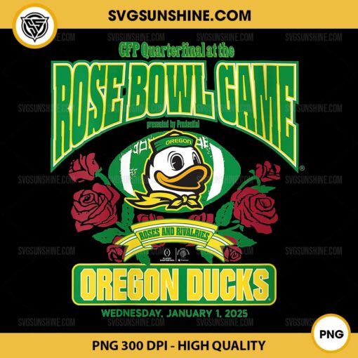 Oregon Ducks CFP Quarterfinal Rose Bowl Game 202425 PNG, Oregon Ducks