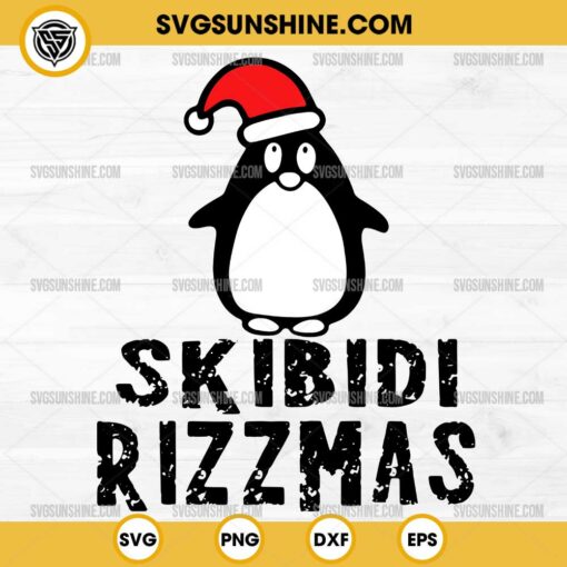 Penguin Skibidi Rizzmas SVG, Christmas Penguin Santa Hat SVG, Funny Rizzmas Season SVG