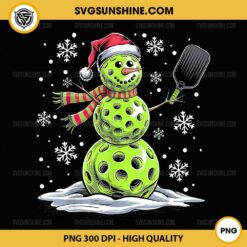 Pickleball Snowman Player Santa Hat Christmas PNG, Pickleball Christmas PNG File