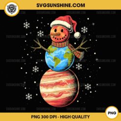 Planets Snowman Santa Hat PNG, Snowman Earth Christmas PNG File