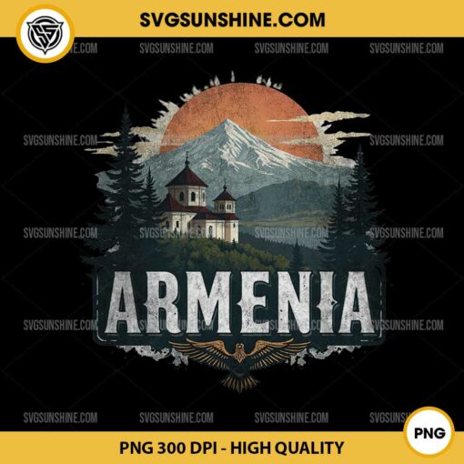 Retro Armenia PNG, Armenia Landscape Vintage Souvenir PNG